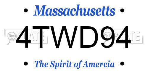 4TWD94 Massachusetts License Plate