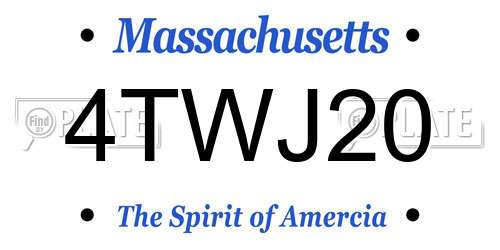 4TWJ20 Massachusetts License Plate