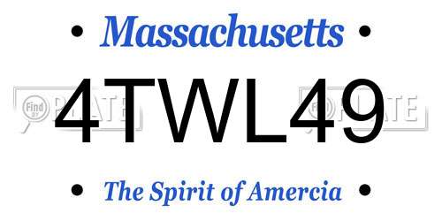 4TWL49 Massachusetts License Plate