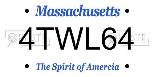 4TWL64 Massachusetts License Plate