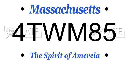 4TWM85 Massachusetts License Plate