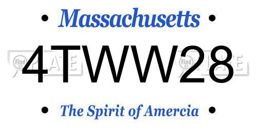 4TWW28 Massachusetts License Plate