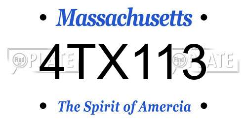 4TX113 Massachusetts License Plate