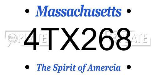 4TX268 Massachusetts License Plate