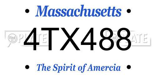 4TX488 Massachusetts License Plate