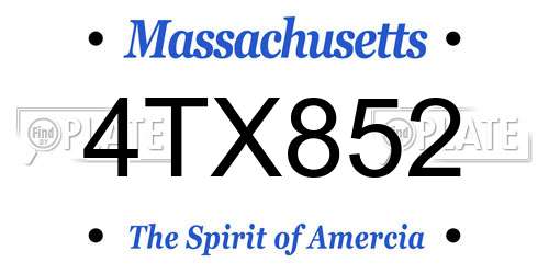 4TX852 Massachusetts License Plate