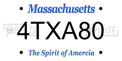 4TXA80 Massachusetts License Plate