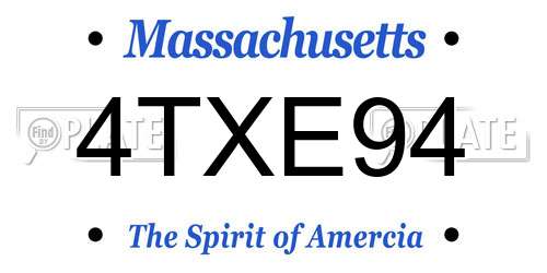 4TXE94 Massachusetts License Plate