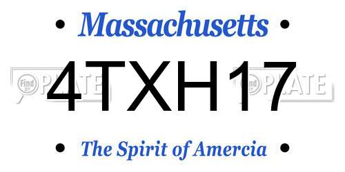4TXH17 Massachusetts License Plate