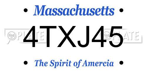 4TXJ45 Massachusetts License Plate