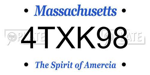 4TXK98 Massachusetts License Plate
