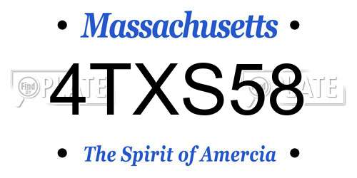 4TXS58 Massachusetts License Plate