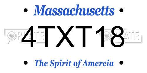 4TXT18 Massachusetts License Plate