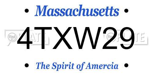 4TXW29 Massachusetts License Plate