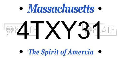 4TXY31 Massachusetts License Plate