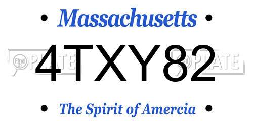 4TXY82 Massachusetts License Plate