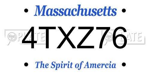4TXZ76 Massachusetts License Plate