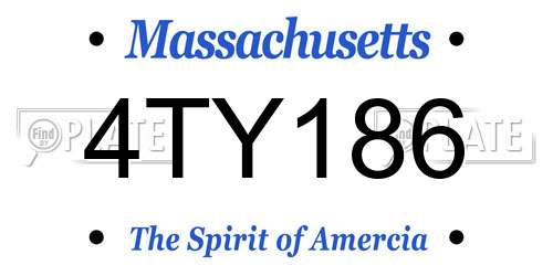 4TY186 Massachusetts License Plate