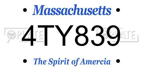 4TY839 Massachusetts License Plate