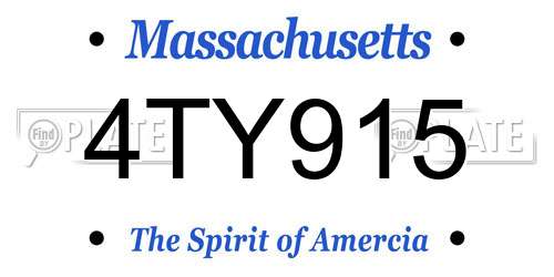 4TY915 Massachusetts License Plate