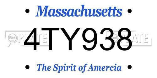 4TY938 Massachusetts License Plate