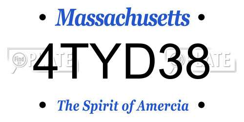 4TYD38 Massachusetts License Plate