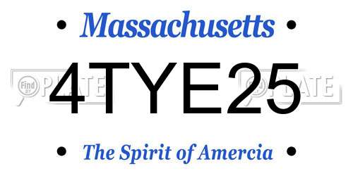 4TYE25 Massachusetts License Plate