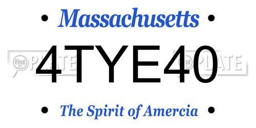 4TYE40 Massachusetts License Plate