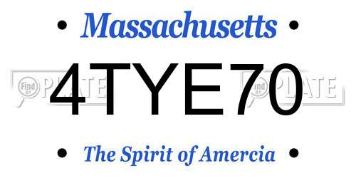 4TYE70 Massachusetts License Plate