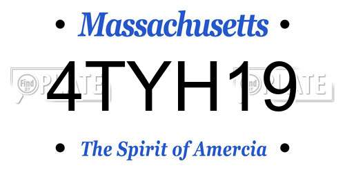 4TYH19 Massachusetts License Plate
