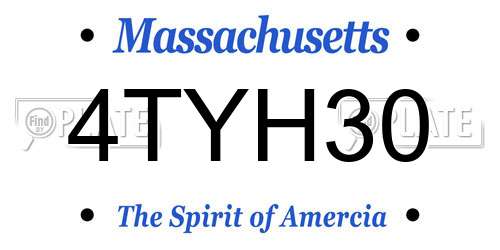 4TYH30 Massachusetts License Plate