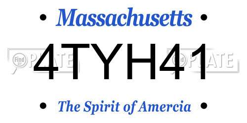 4TYH41 Massachusetts License Plate