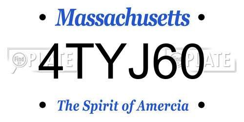 4TYJ60 Massachusetts License Plate