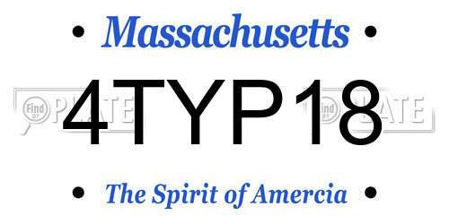4TYP18 Massachusetts License Plate
