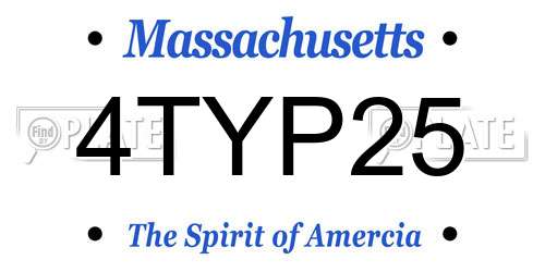 4TYP25 Massachusetts License Plate