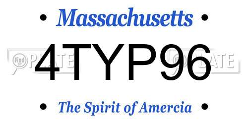 4TYP96 Massachusetts License Plate