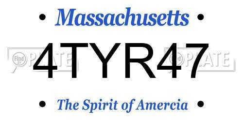 4TYR47 Massachusetts License Plate