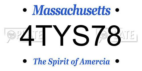 4TYS78 Massachusetts License Plate