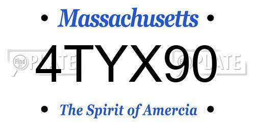 4TYX90 Massachusetts License Plate
