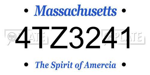 4TZ3241 Massachusetts License Plate