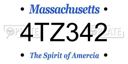 4TZ342 Massachusetts License Plate