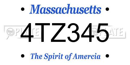 4TZ345 Massachusetts License Plate