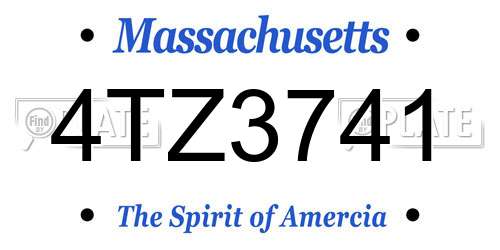 4TZ3741 Massachusetts License Plate