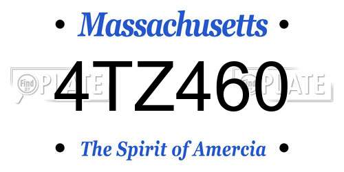 4TZ460 Massachusetts License Plate