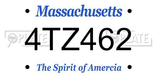 4TZ462 Massachusetts License Plate
