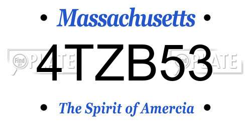 4TZB53 Massachusetts License Plate