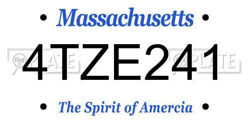 4TZE241 Massachusetts License Plate