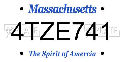 4TZE741 Massachusetts License Plate