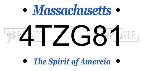 4TZG81 Massachusetts License Plate