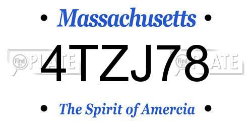 4TZJ78 Massachusetts License Plate